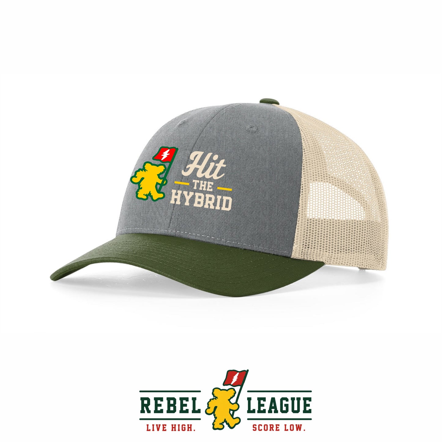 Hit the Hybrid Trucker Cap - Grey/Birch/Olive