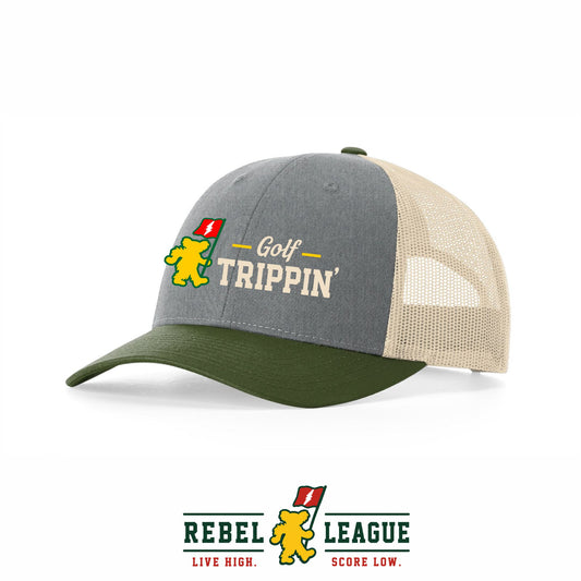 Golf Trippin' Trucker Cap - Grey/Birch/Olive