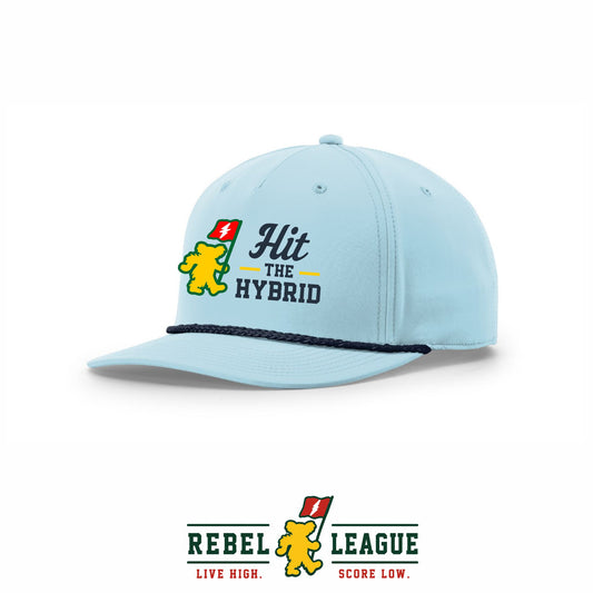 Hit the Hybrid 5-Panel Rope Cap Soft Blue