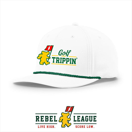 Golf Trippin' 5-Panel Rope Cap - White